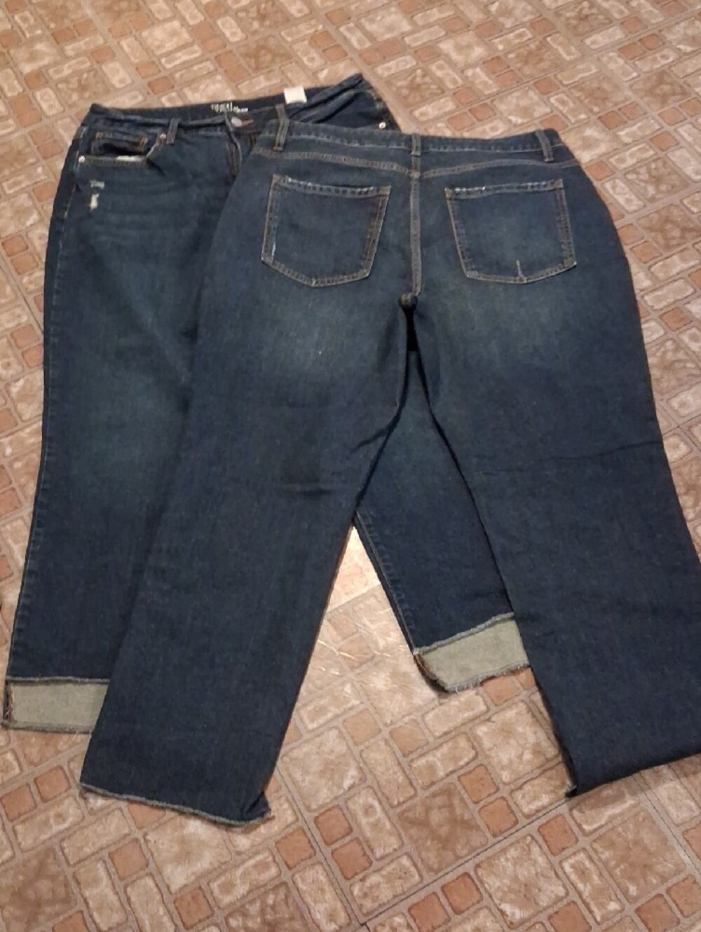 Time and Tru Dark Blue Cropped Ankle Jeans Size 15 High Rise - Picture 3 of 3